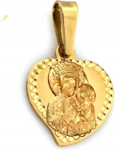  585 Goldmedaillon, Mutter Gottes, Herz, Taufe, Heilige Kommunion, als Geschenk, 14k