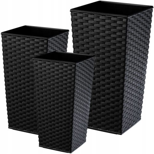  Kadax Blumentopf 29 cm x 29 x 57,5 cm, schwarzer Kunststoff