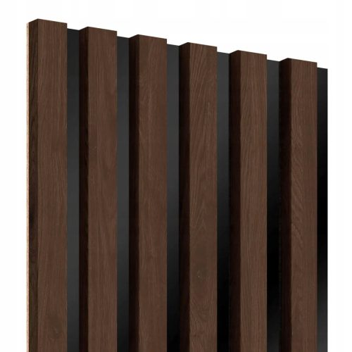 WALNUSS-Lamellen auf einer schwarzen HDF-Platte 30 cm x 275 cm