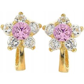  Kinderohrringe aus 585er Gold mit rosa Blumen