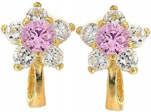 Kinderohrringe aus 585er Gold mit rosa Blumen