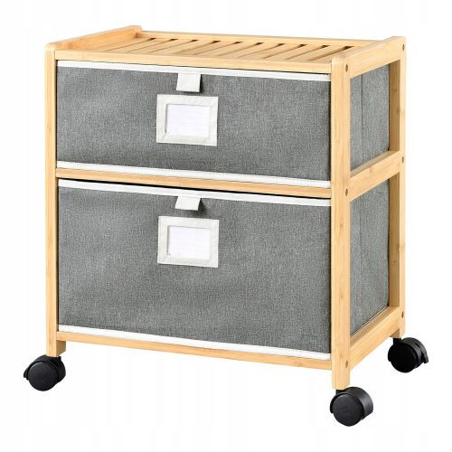 Bambusregal auf Rollen, Schrank 47x41x29 Grau