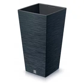    Prosperplast Blumentopf 34,5 cm x 34,5 x 66 cm, Kunststoff in Grau- und Silbertönen