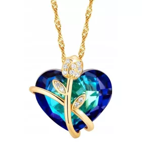  DAMEN-GOLDKETTE HERZ-ROSEN-HALSKETTE 925-SILBER-HALSKETTE