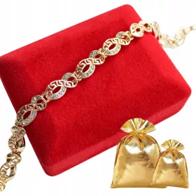    Goldfarbenes Stahlarmband mit griechischem Muster als Geschenk