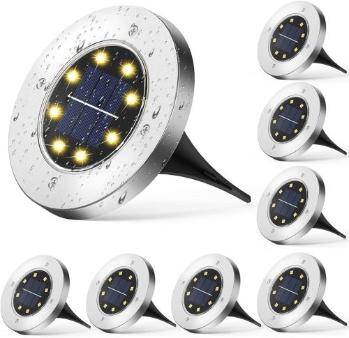  VidaXL Einbau-Solarlampe Silber 13 cm 8 Stk.