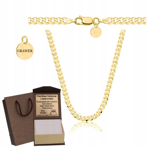  VOLLSTÄNDIGE GOLDKETTE FÜR HERREN PANCERKA PR 925 585 14k MASSIV + KOSTENLOSE GRAVUR