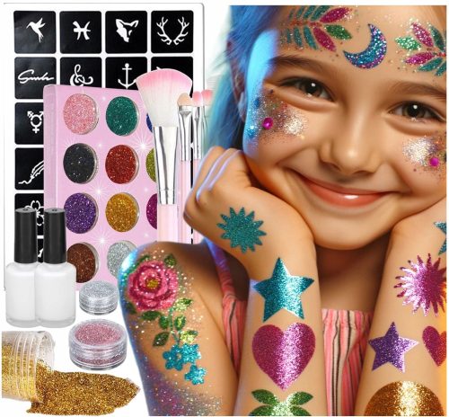  Glitzer-Tattoos für Kinder, waschbar, AiM-Set, 208-tlg.
