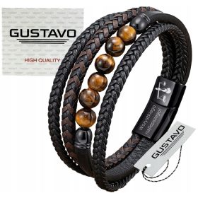  TIGERAUGE-Armband für Papa, GRAVIERT, SCHWARZ