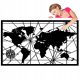  BILDKARTE DER WELT, DURCHGEBRACHTE WANDDEKORATION 3D XXL