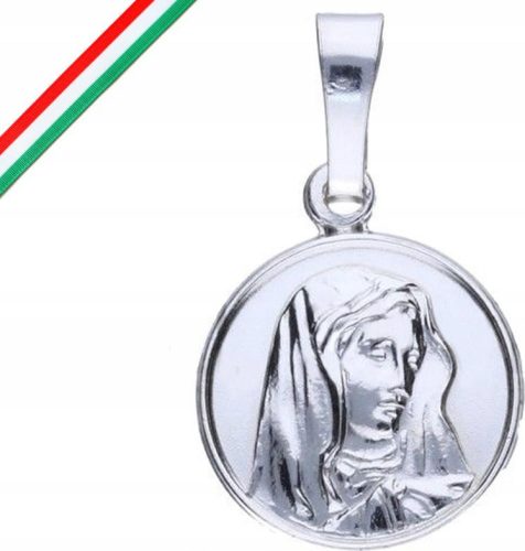  925er Silbermedaillon, rund, Muttergottes, Taufe, Kommunion, Unisex-Geschenk
