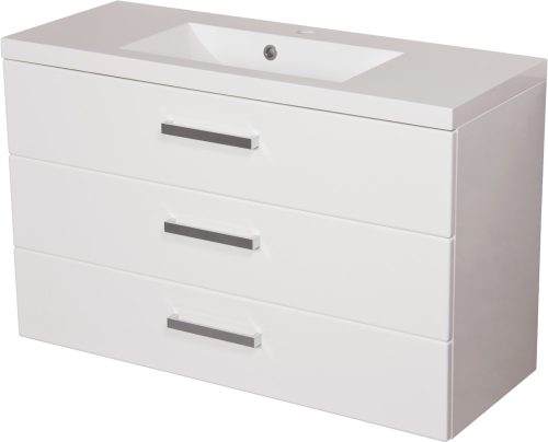 FOKUS NEU Badezimmermöbel weißer Unterschrank + Waschbecken 100