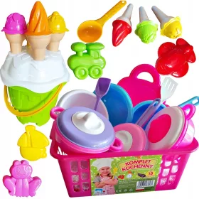 Stellen Sie Töpfe in einen Korb + Eimer und Eiscreme