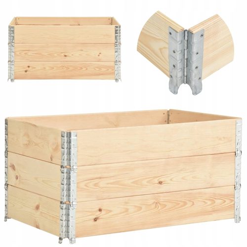 Palettenaufsatzrahmen, 3 Stück, 80x120 cm, Massivholz