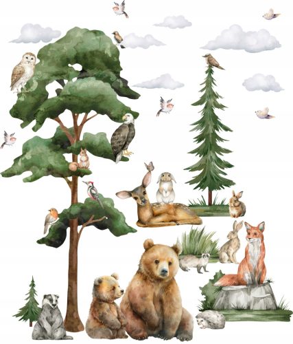  Wandaufkleber für Kinder Waldtiere Wald