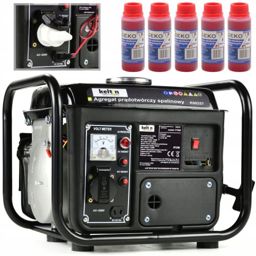 Tragbares einphasiges Stromaggregat Keltin 720 W Benzin + 5× Öl für Zweitaktmotoren Geko G82010 100 ml