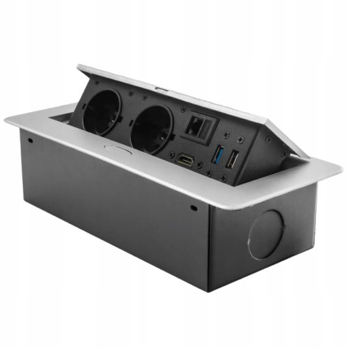  Steckdose, Internet, USB Arbeitsplatte Spacetronik, silber