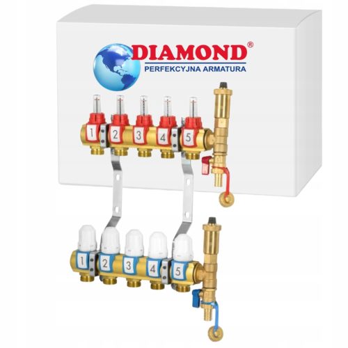  FUSSBODENHEIZVERTEILER, 5 KREISE, MESSING DIAMOND
