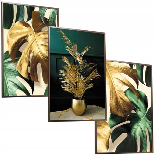 Bilder an der Wand 50x40 RAHMEN, BILDER, POSTER, GOLDENER MONSTERA-RAHMEN