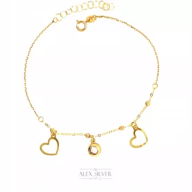  Goldarmband mit Herzen, 585 14k Gold