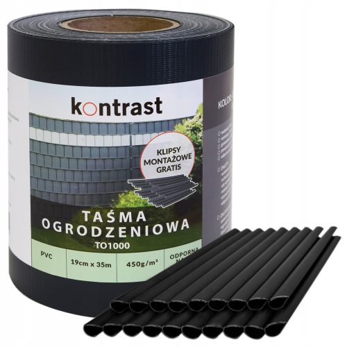 Schattiernetz für Zaun - Zaunband mit Clips Contrast TO1002 schwarz 19 cm x 35 m