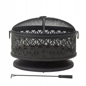  Gartenkamin Grill Lagerfeuer Stahl 76cm Abdeckung