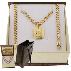    GOLDENE VOLLSTÄNDIGE HERRENRÜSTUNGSKETTE MIT MEDAILLE PR 925/585 + KOSTENLOSE GRAVUR