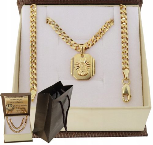  GOLDENE VOLLSTÄNDIGE HERRENRÜSTUNGSKETTE MIT MEDAILLE PR 925/585 + KOSTENLOSE GRAVUR
