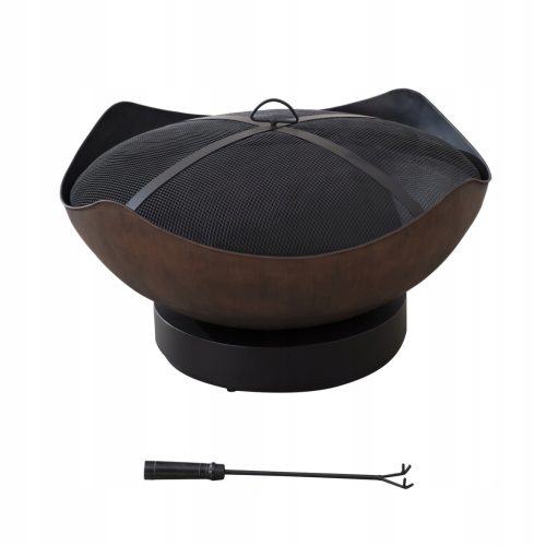  Gartenkamin Grill Lagerfeuer Stahl 86cm Abdeckung
