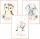  3er-Set A3-Bilder Tiere Blumen Namen des Kindes