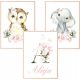  3er-Set A3-Bilder Tiere Blumen Namen des Kindes