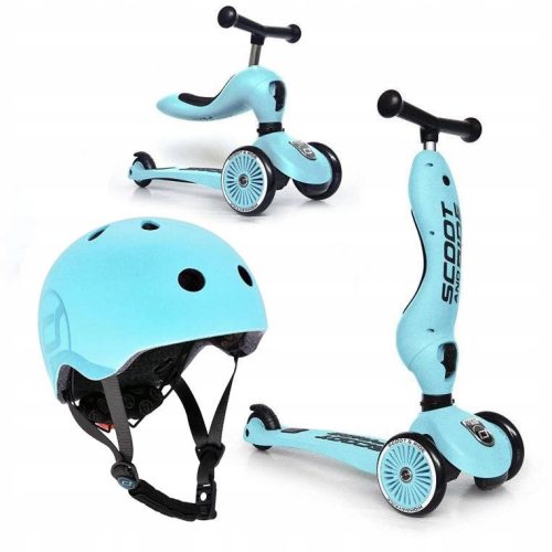  Dreirädriger Roller Scoot & Ride 96270, rosa + Fahrradhelm Scoot and Ride 96368, Größe S/M