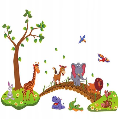 Dekorative Wandaufkleber Wandaufkleber für Kinder Tiere 130x80