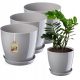 Blumentopf Kadax, 16 cm x 16 x 14,5 cm, Durchmesser 16 cm, Kunststoff in den Farben Grau und Silber