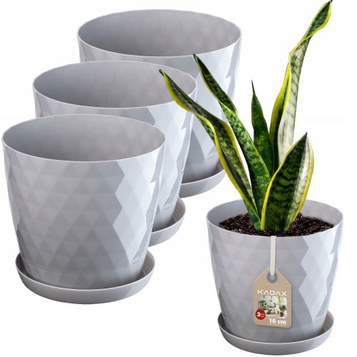  Blumentopf Kadax, 16 cm x 16 x 15 cm, Durchmesser 16 cm, Kunststoff in den Farben Grau und Silber
