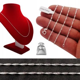    SCHÖNE ITALIENISCHE DAMENKETTE SINGAPURGEWEBE / GLÄNZENDES LANGES 55 CM GESCHENK