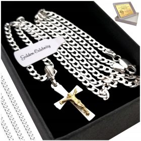    SILBERNES KOMMUNION-SET, KETTE UND KREUZ FÜR EINEN JUNGEN, SOUVENIRS, GESCHENK