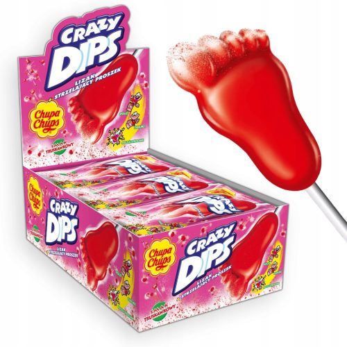 CHUPA CHUPS Lollipops mit knackigem Erdbeergeschmack und sprudelndem Pulver, 24 Stück