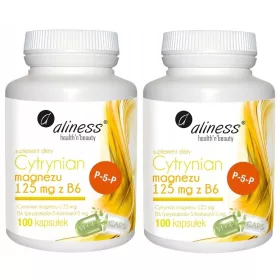   Aliness Magnesiumcitrat 125 mg mit Vitamin B6 (P-5-P) - 200 Kapseln für Gesundheit & Vitalität
