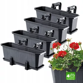  Kadax Balkonkästen 40 x 17 x 15 cm schwarz, 4 Stück