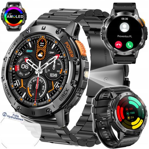  SMARTWATCH HERRENUHR AMOLED TASCHENLAMPE ANRUFE SMS MESSUNGEN IP68 530MAH PL