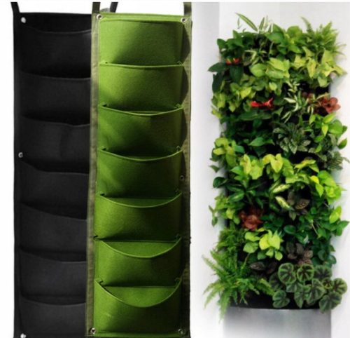 Vertikaler Garten: Hängende Pflanztasche mit 7 Taschen, Grün, 30 x 100 cm