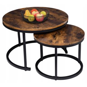    LoftInspired Galen Couchtisch rund 70 x 70 x 47 cm gealterte Eiche