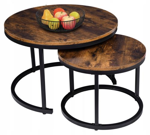  LoftInspired Galen Couchtisch rund 70 x 70 x 47 cm gealterte Eiche