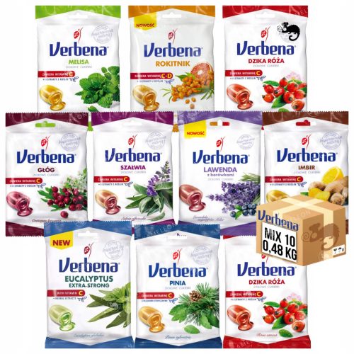 Verbena Herbal Candies - 10-Geschmackssortiment mit Vitamin C, 600g