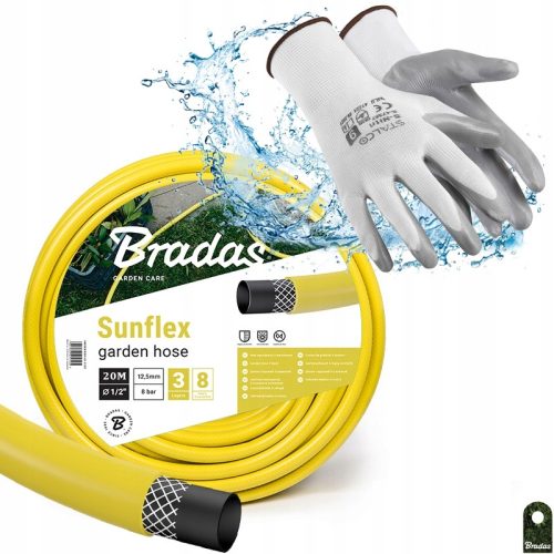  Bradas WMS1/220 SUNFLEX Gartenschlauch 1/2 Zoll 20 m + Stalco-Handschuhe 47359 Größe 10 – XL 1 Paar