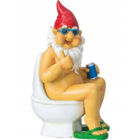  Gartenzwerg NACKT IN DER TOILETTE Figurendekoration