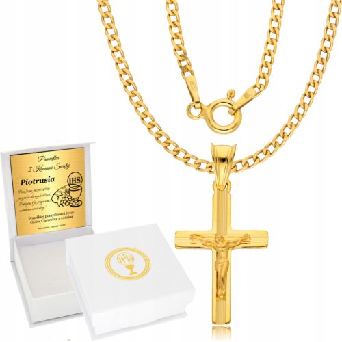  925 Goldkette Kreuz Kommunion Taufe Gravur
