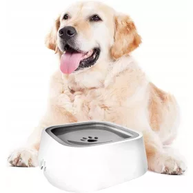    Korbi Slow-Down-Futtertrinker aus Kunststoff, weiß, Grautöne, 1,5 l