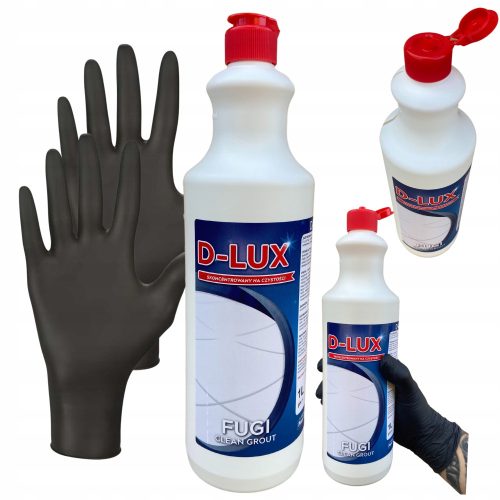 D-Lux Fugenreinigungsflüssigkeit 1 l + Handschuhe 2 Stk. Schwarz 1 PAAR